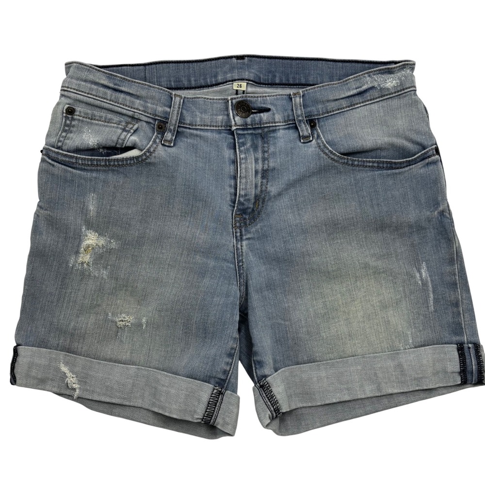Fossil Womens‎ Distressed Denim Shorts Light Wash Cuffed Size 26